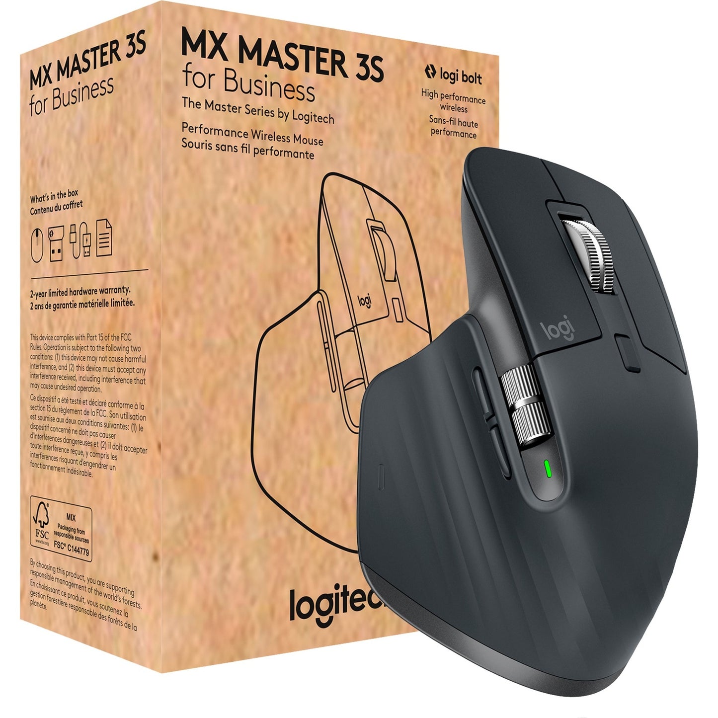 Logitech MX Master 3S for Business (graphit, 7 Tasten, Logi Bolt, Bluetooth, kompatibel mit PC/Mac/iPad/Android)