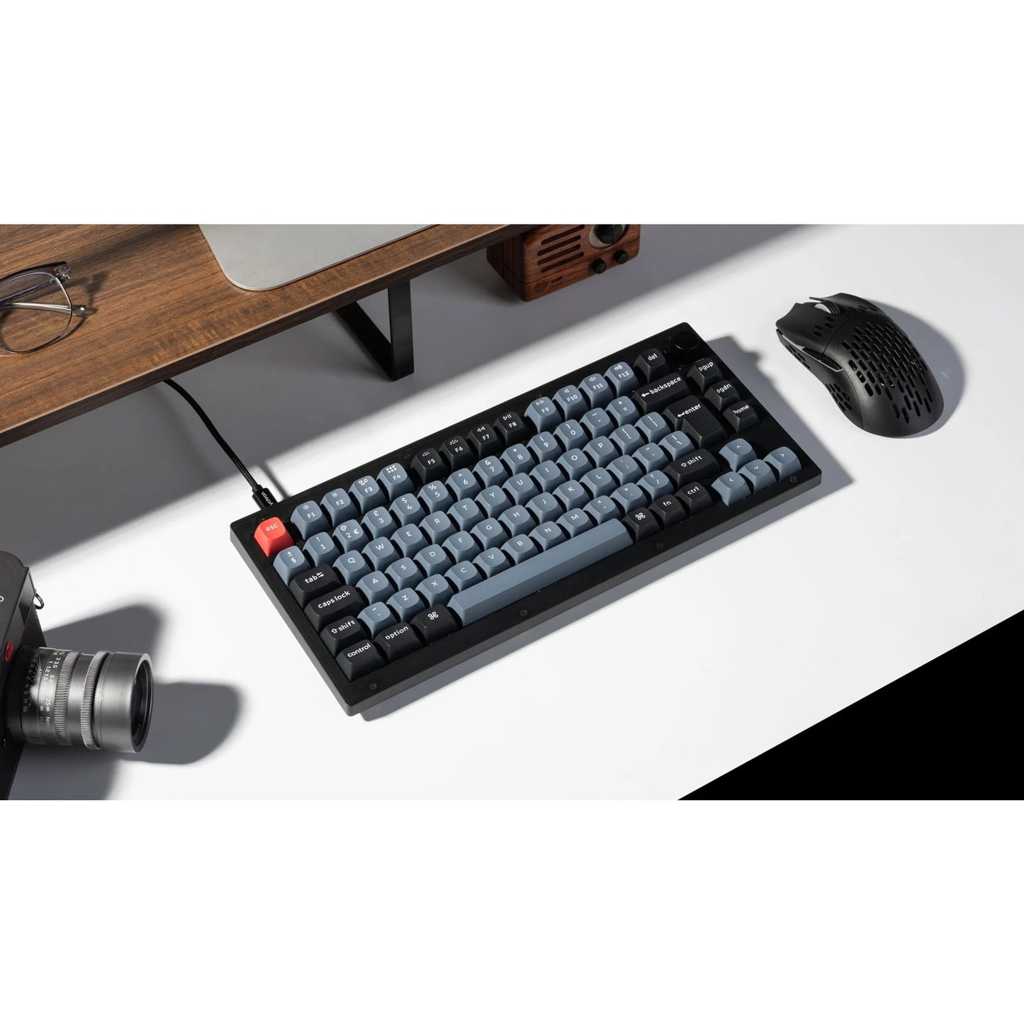 Keychron V1 Knob (schwarz/blaugrau, DE-Layout, Keychron K Pro Red, Hot-Swap, RGB, PBT)