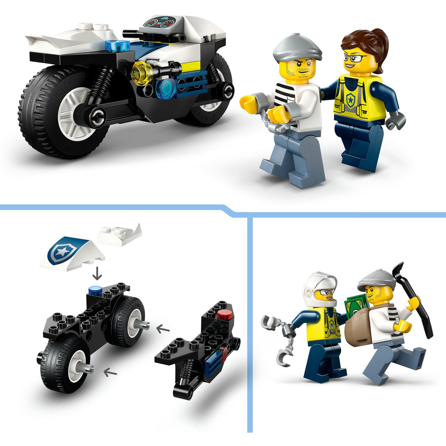 60455 City Verfolgungsjagd mit dem Polizeimotorrad, Konstruktionsspielzeug
