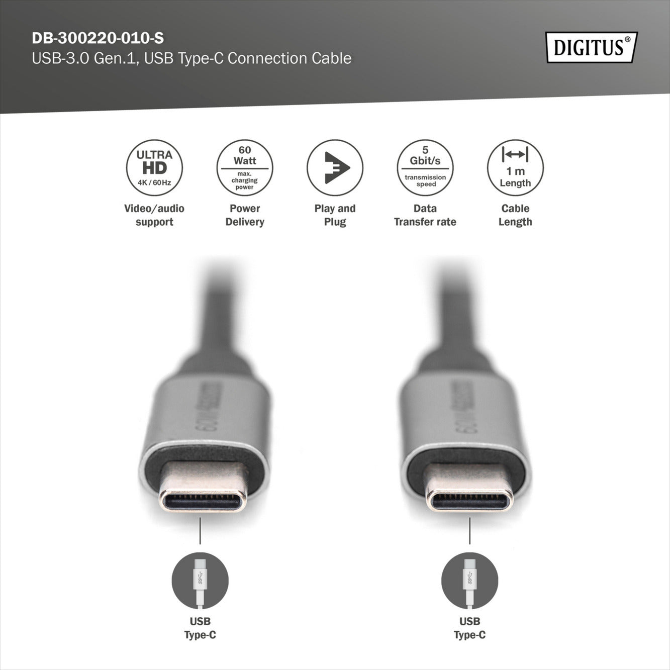 USB 3.2 Gen 1 Anschlusskabel USB-C > USB-C