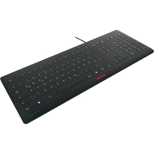 Cherry STREAM PROTECT KEYBOARD (schwarz, DE-Layout, Cherry SX-Scherentechnologie)