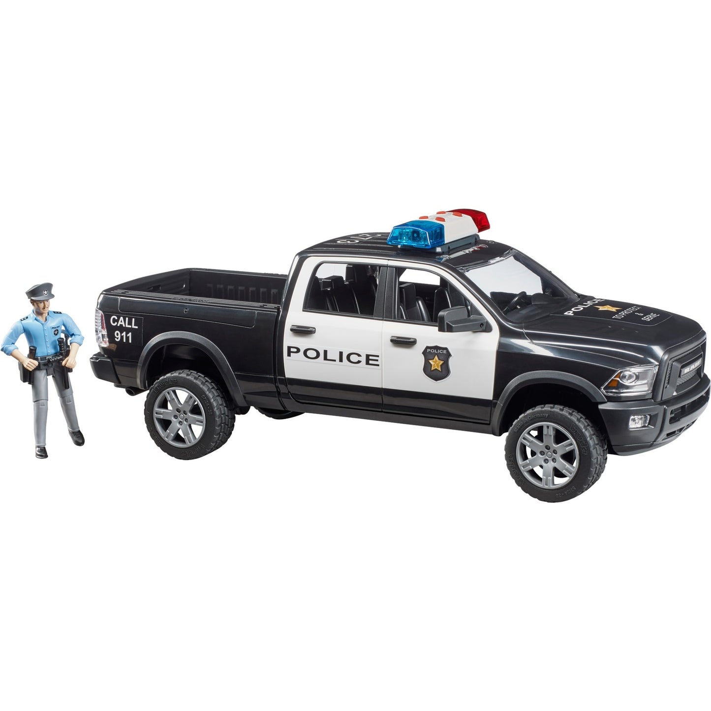 BRUDER RAM 2500 Polizei Pickup (schwarz/weiss, Inkl. Polizist)