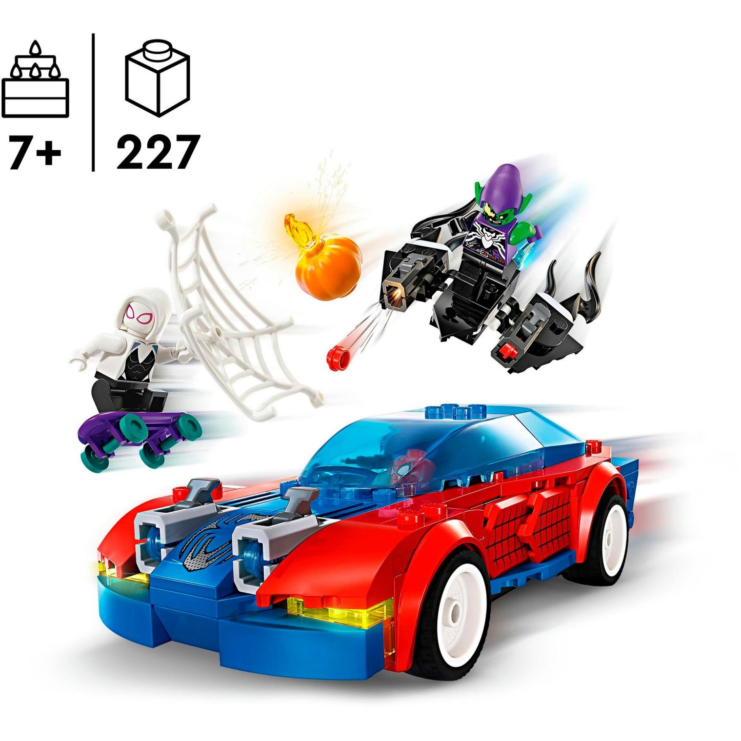 LEGO 76279 Marvel Super Heroes Spider-Mans Rennauto & Venom Green Goblin, Konstruktionsspielzeug