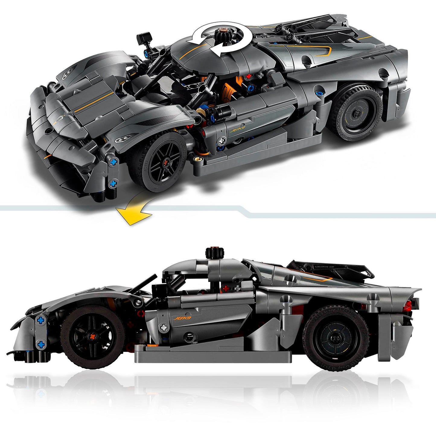 LEGO 42173 Technic Koenigsegg Jesko Absolut Supersportwagen in Grau, Konstruktionsspielzeug