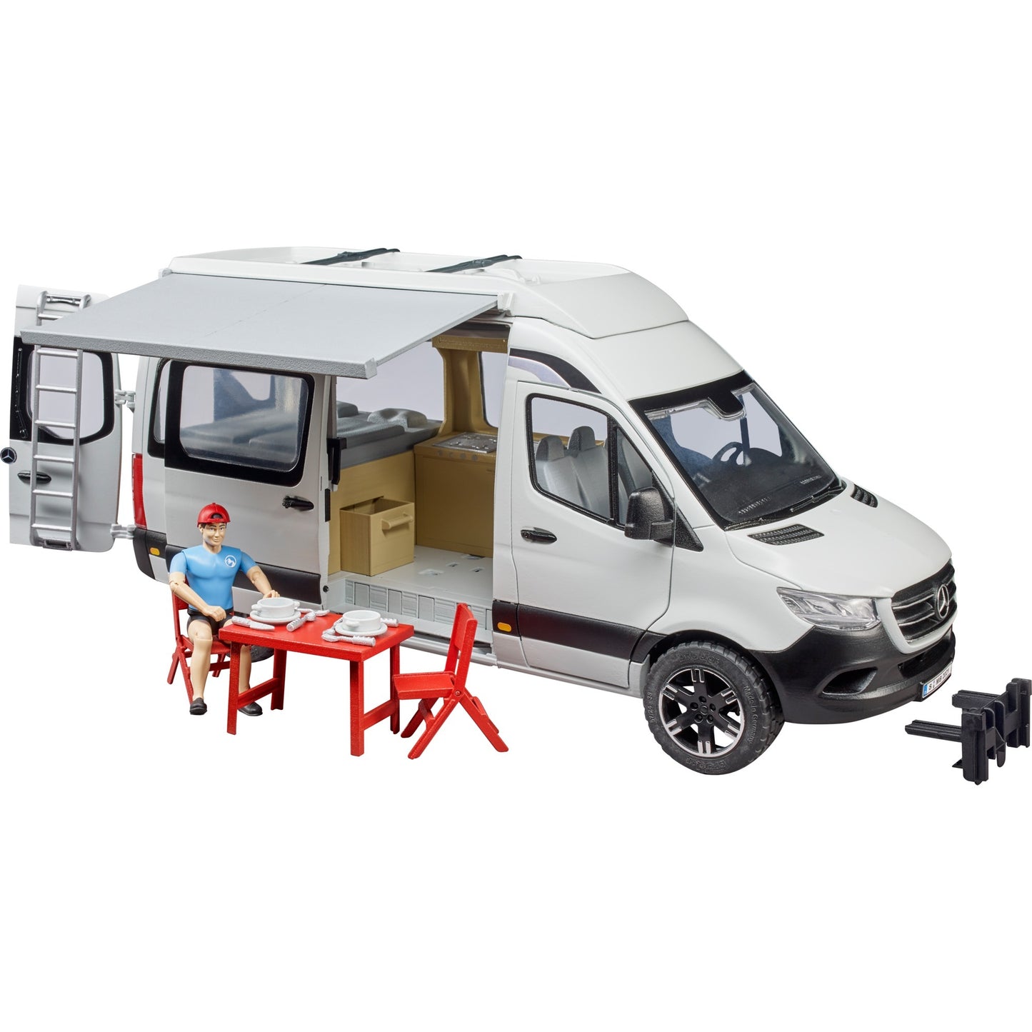 BRUDER Mercedes Benz Sprinter Camper mit Fahrer (weiss/schwarz)