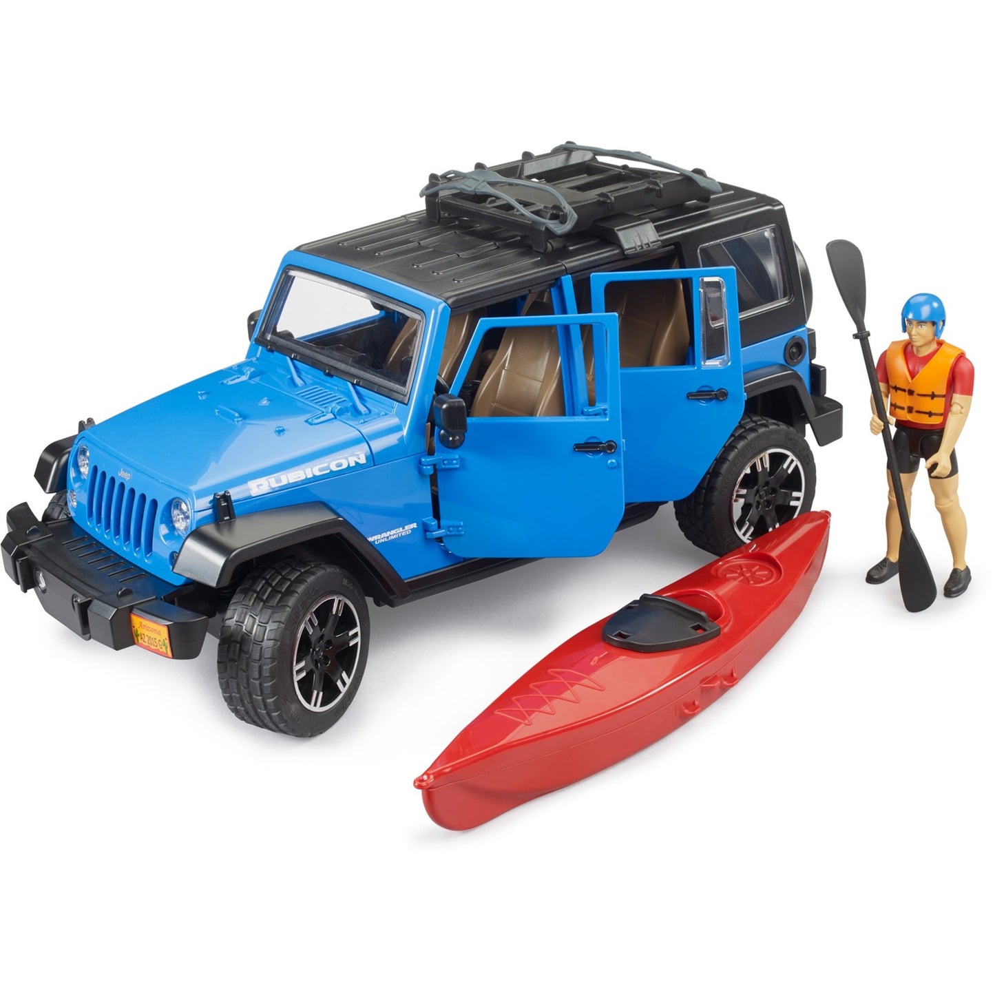 bruder Jeep Wrangler Rubicon Unlimited mit Kajak und Figur, Modellfahrzeug