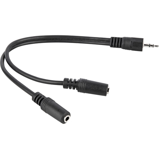 Goobay Kabel 3,5mm-Stecker > 2x 3,5mm-Kupplung (schwarz, 20cm, stereo)