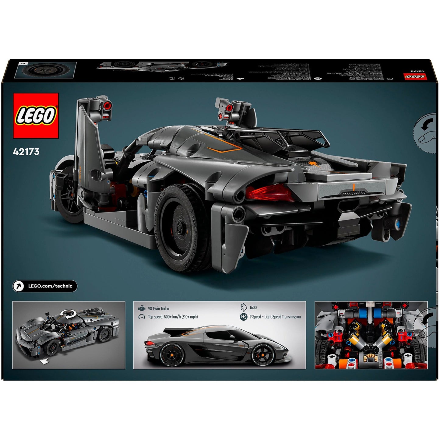 LEGO 42173 Technic Koenigsegg Jesko Absolut Supersportwagen in Grau, Konstruktionsspielzeug