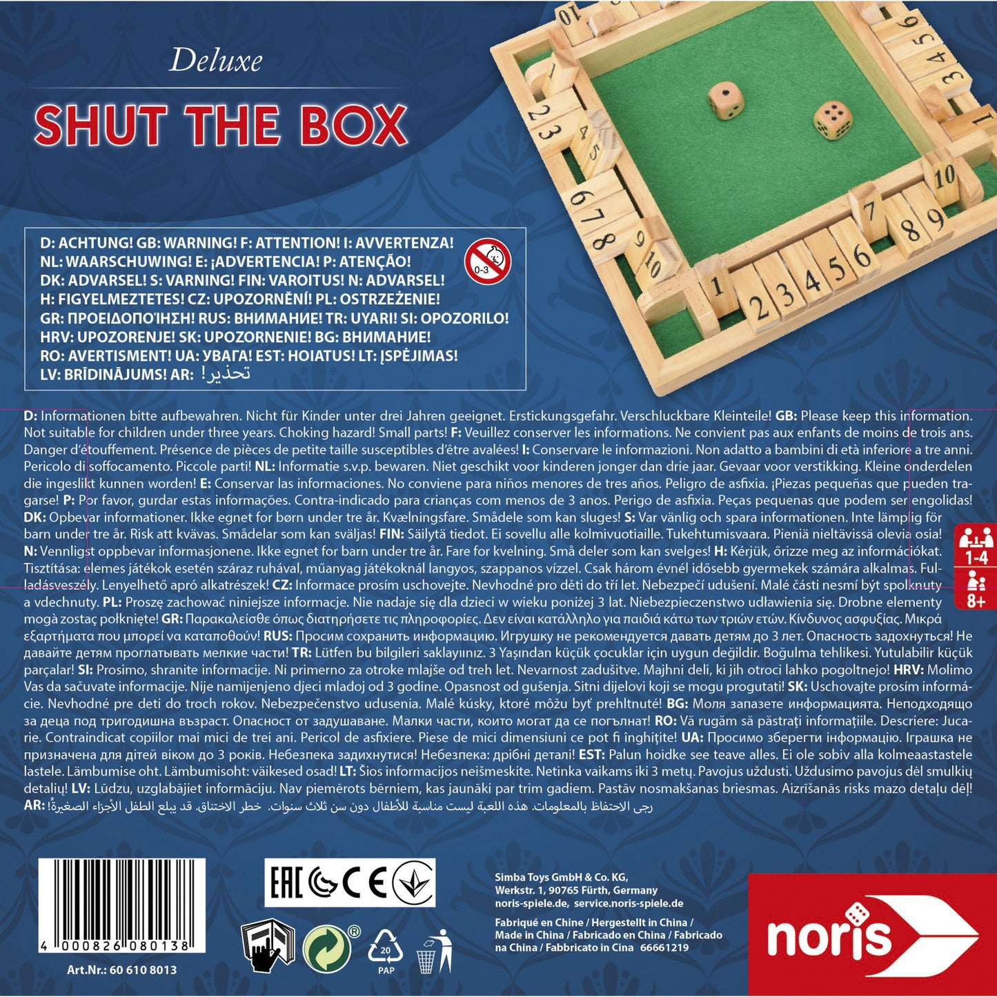 Deluxe Shut the Box, Brettspiel