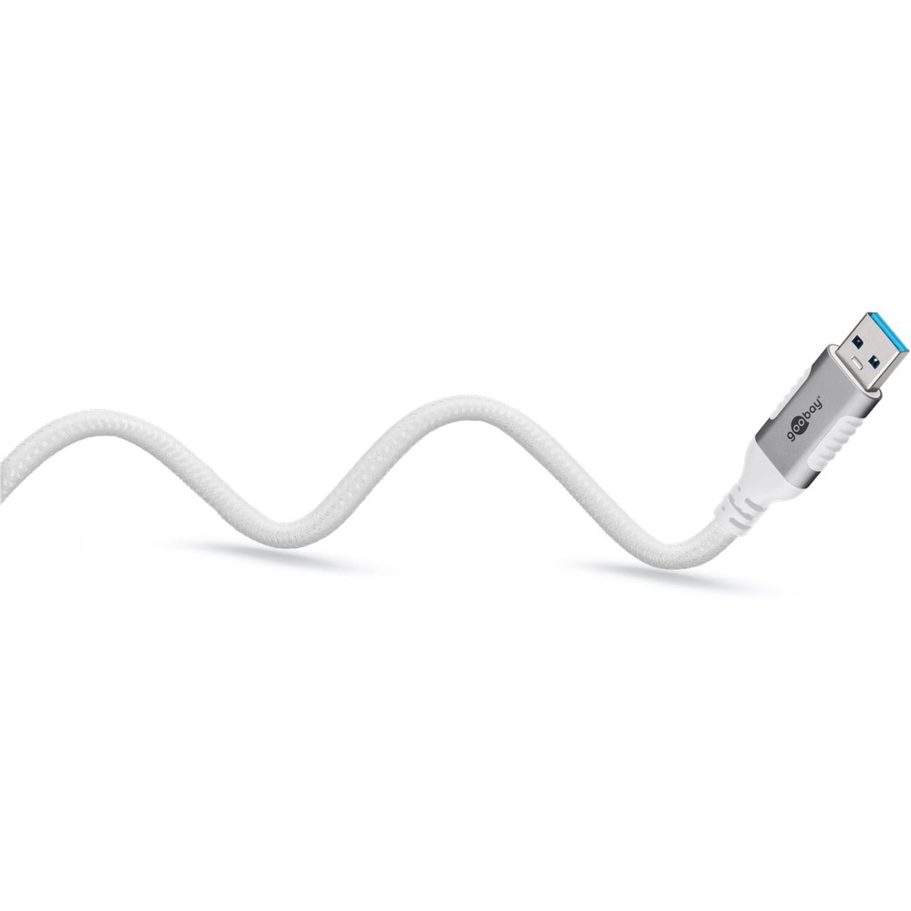 Goobay Ethernet-Kabel USB-A 3.2 Gen1 Stecker > RJ-45 Stecker (weiss, 1 Meter, geflochtener Textilmantel)