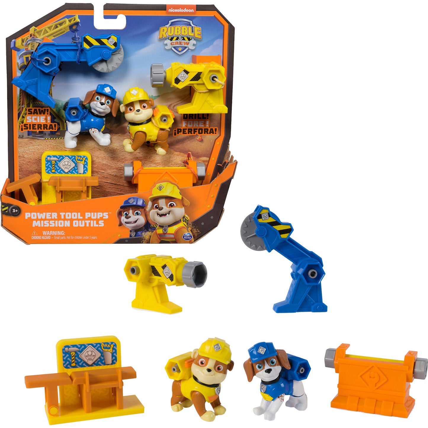 Rubble & Crew Power Tool Pups - Spielset mit 2 Hundefiguren Rubble und Wheeler, Spielfigur