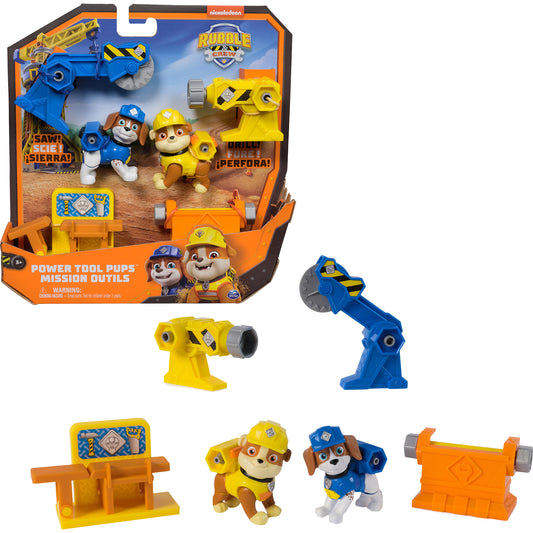 Rubble & Crew Power Tool Pups - Spielset mit 2 Hundefiguren Rubble und Wheeler, Spielfigur