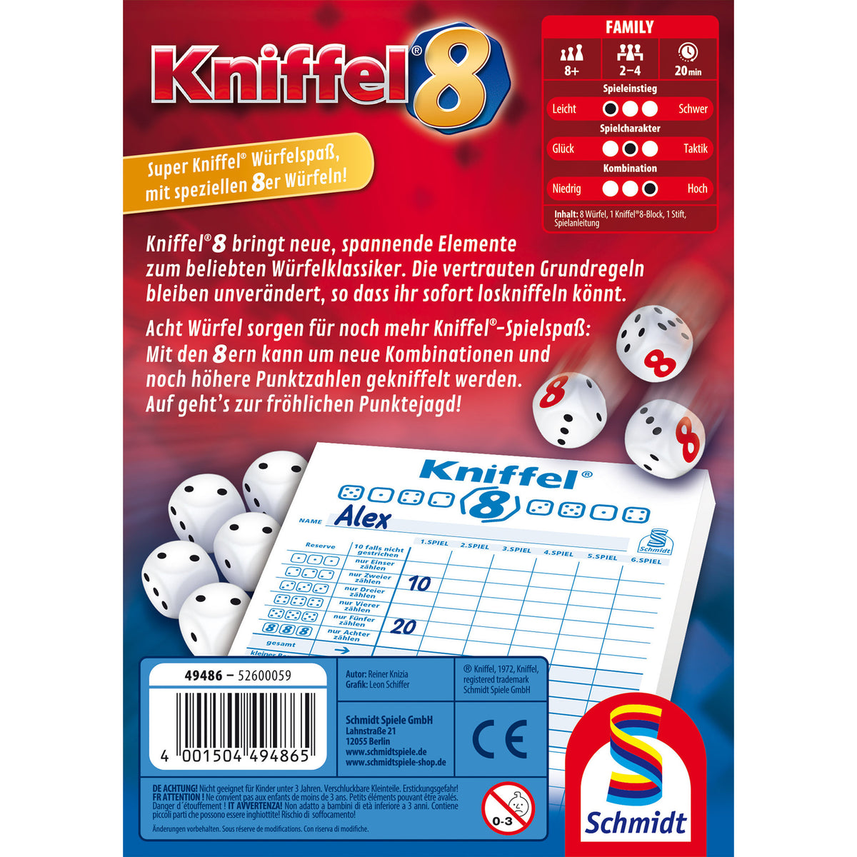 Kniffel 8, Würfelspiel