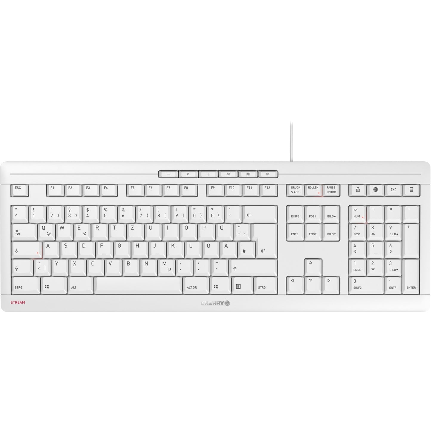 Cherry STREAM KEYBOARD (weiss/grau, DE-Layout, Cherry SX-Scherentechnologie)