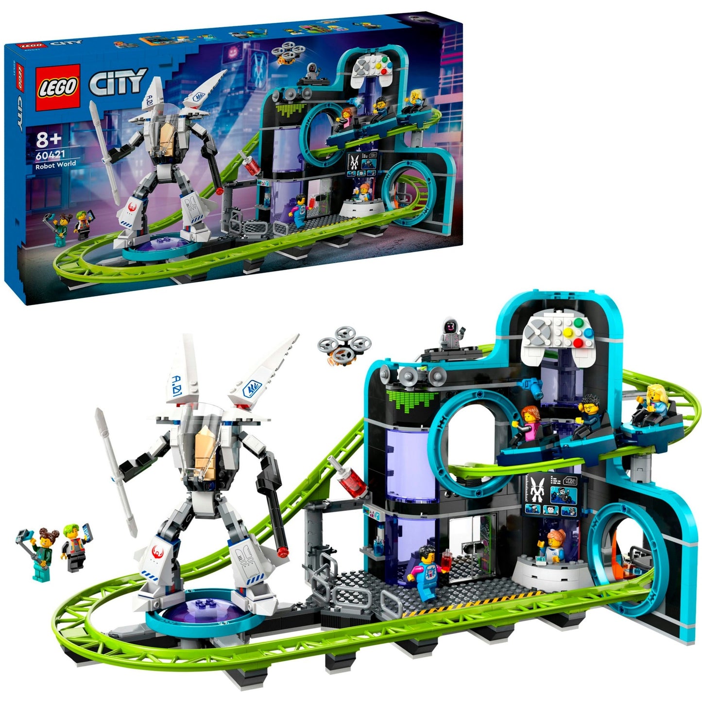 LEGO 60421 City Achterbahn mit Roboter-Mech, Konstruktionsspielzeug