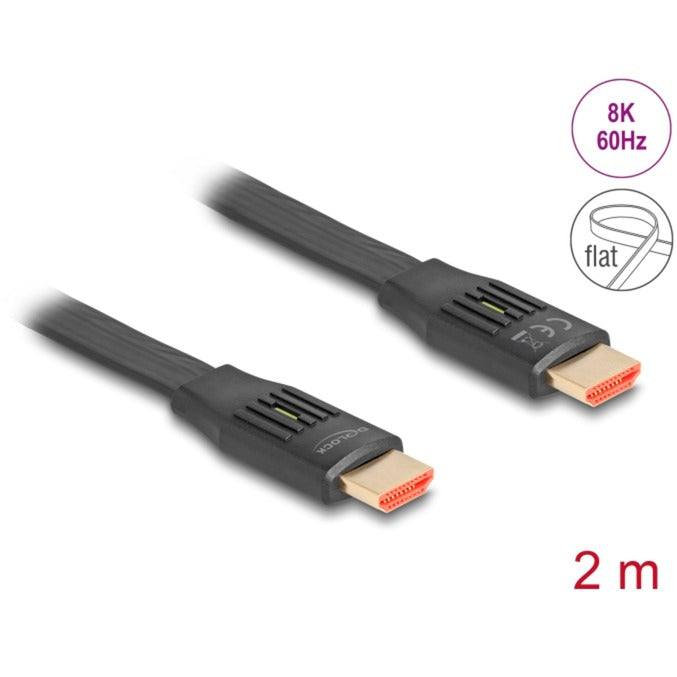 DeLOCK High Speed HDMI-Flachbandkabel 48 Gps 8K 60Hz (schwarz, 2 Meter)