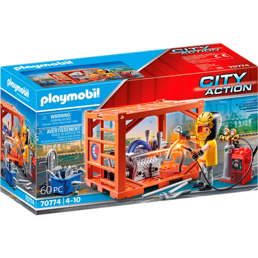 PLAYMOBIL 70774 City Action Containerfertigung, Konstruktionsspielzeug