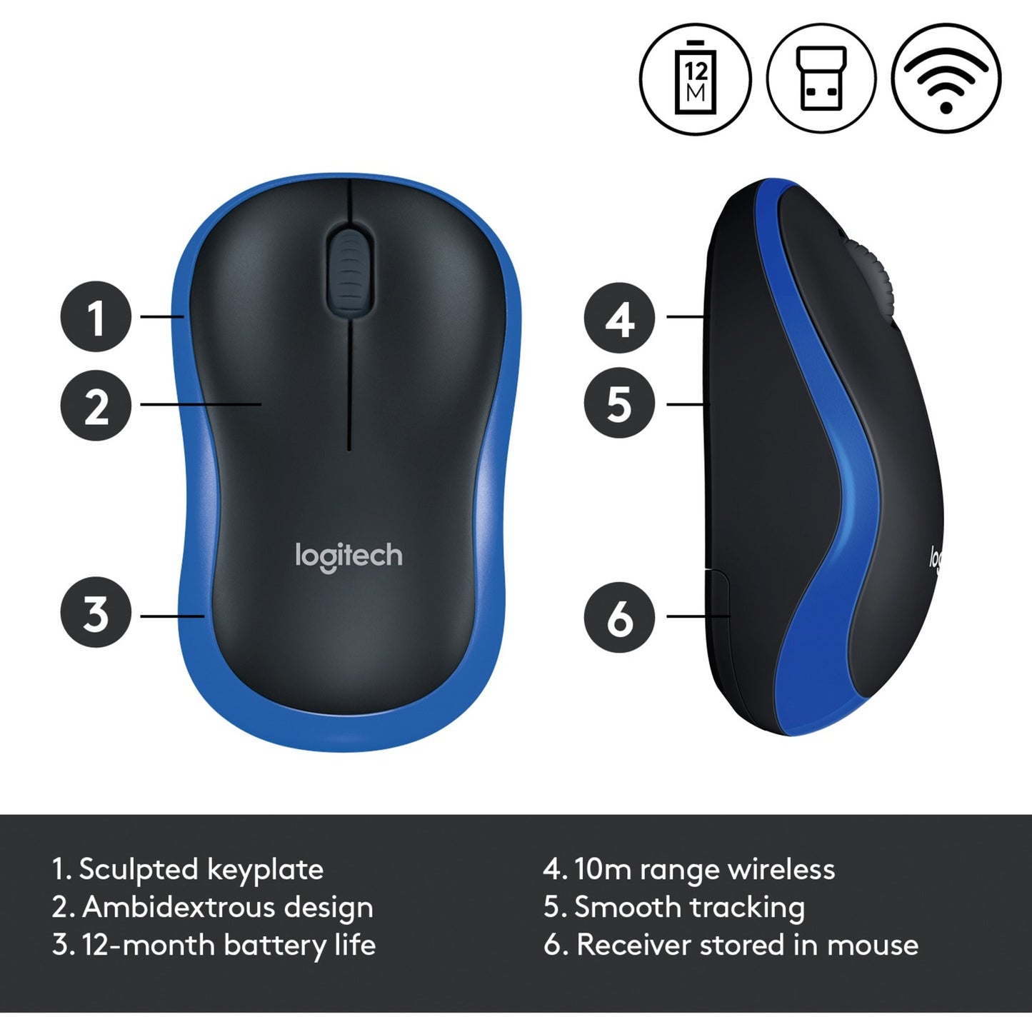 Logitech Wireless Mouse M185 (blau, Retail)