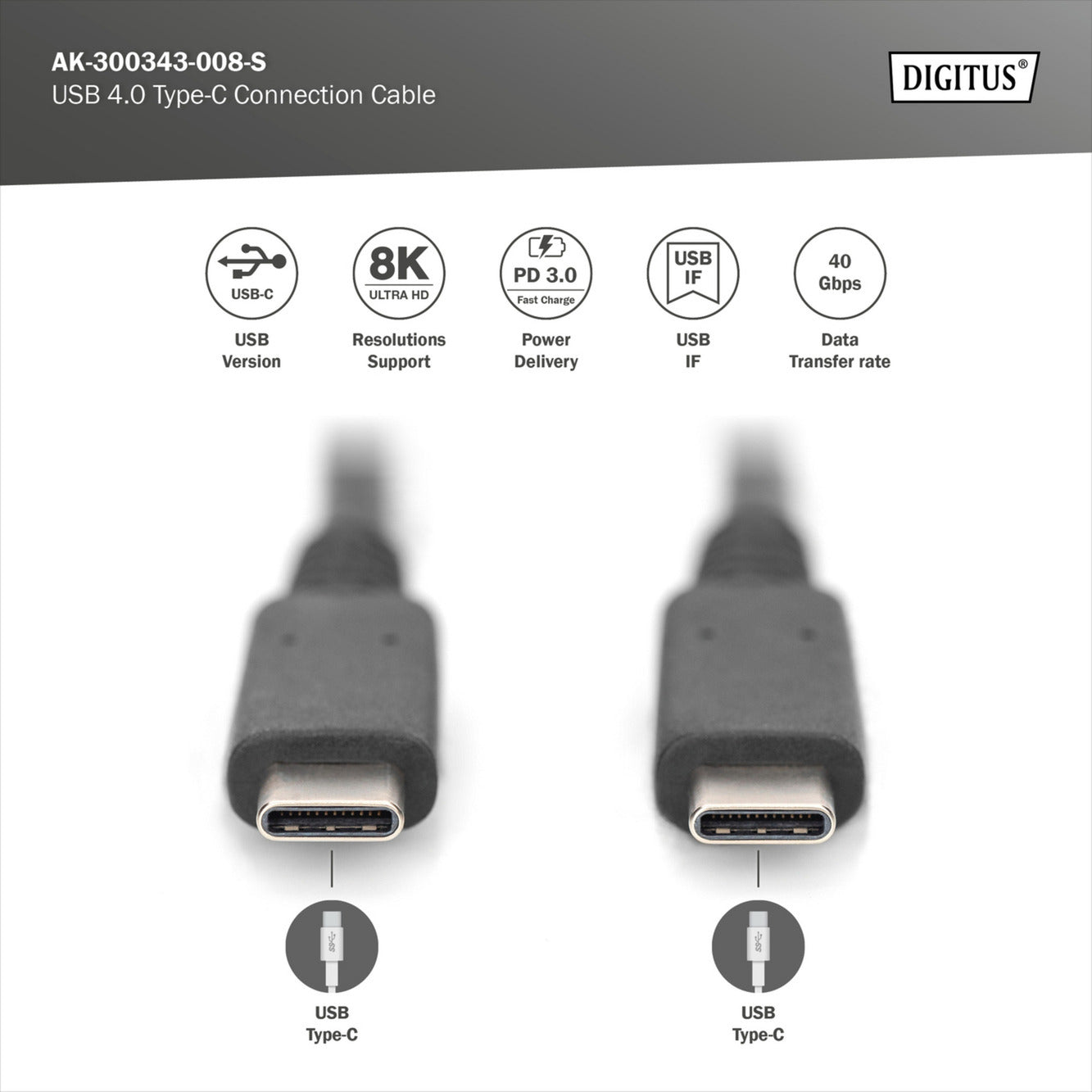 USB4 Gen 3x2 Kabel, USB-C Stecker > USB-C Stecker, 40Gbit/s
