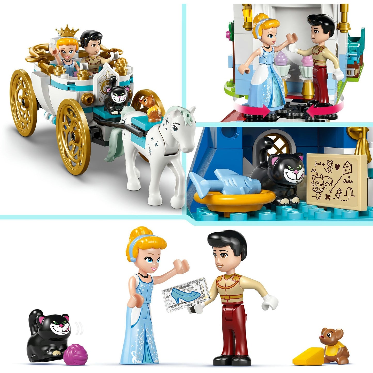 43275 Disney Princess Cinderellas Schloss und Pferdekutsche, Konstruktionsspielzeug