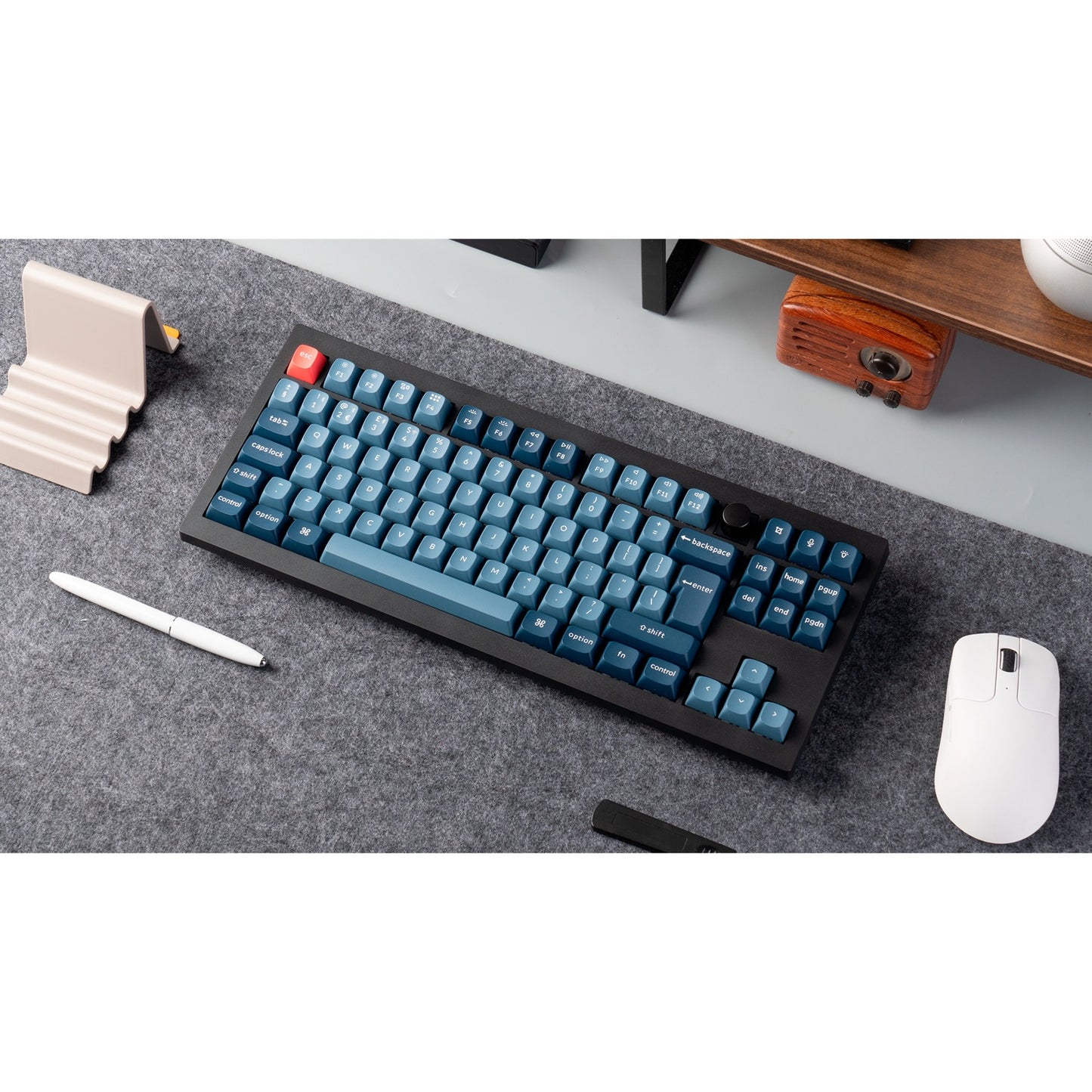 Keychron V3 Max (schwarz/blaugrau, DE-Layout, Gateron Jupiter Red, Hot-Swap, RGB)