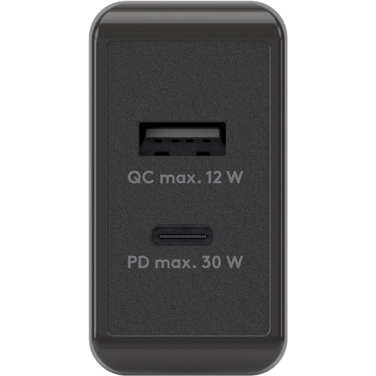 Goobay USB-C PD Dual-Schnellladegerät 30 Watt (schwarz, 1x USB-A, 1x USB-C PD)