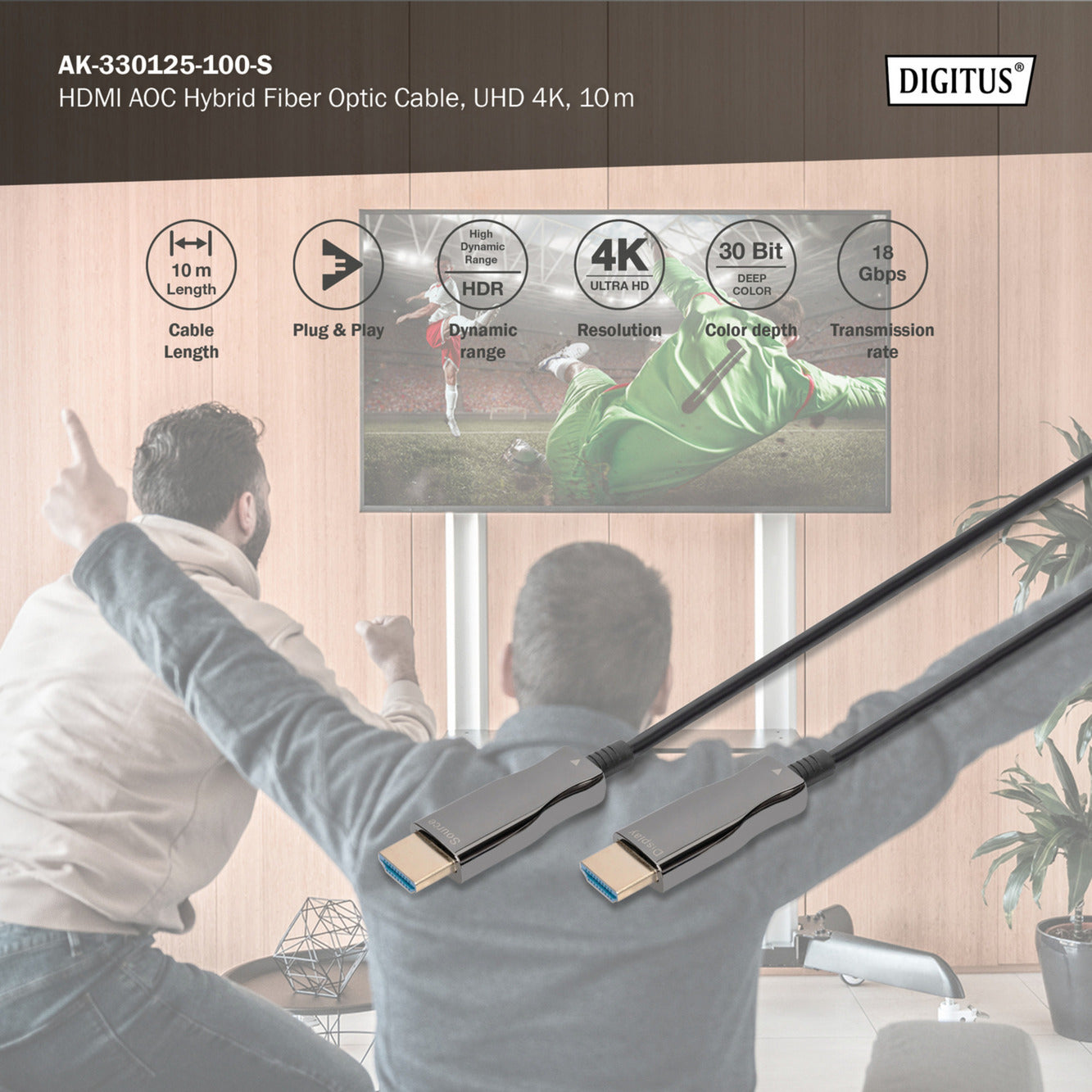 HDMI AOC Hybrid Glasfaserkabel, UHD 4K