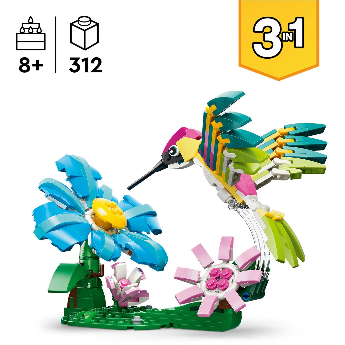 31384 Creator 3-in-1 Wilde Tiere: Bunter Kolibri, Konstruktionsspielzeug