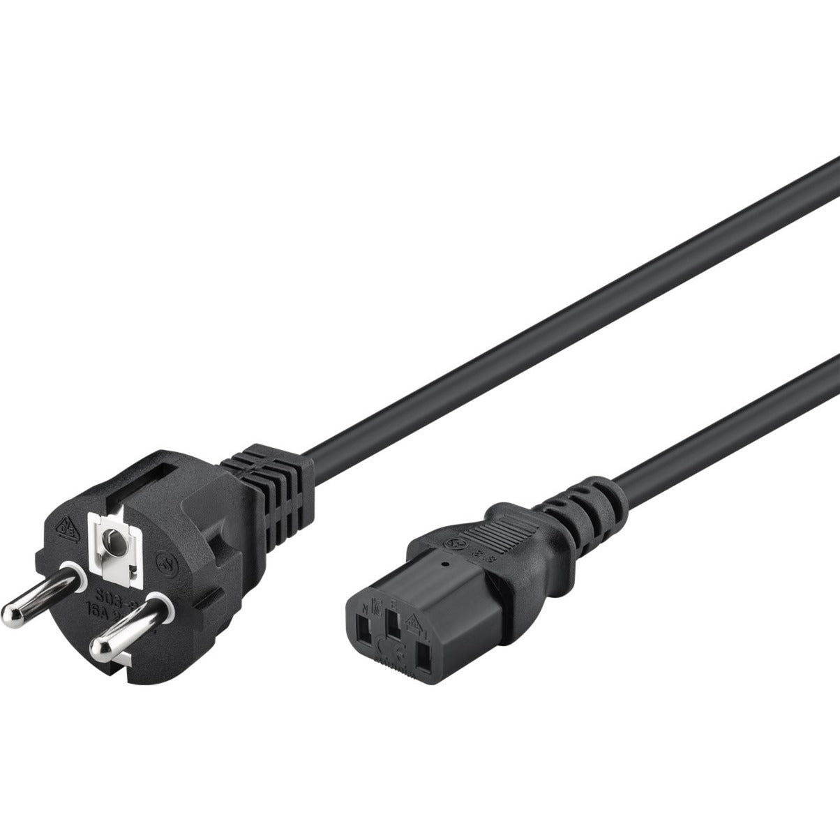 Goobay Kaltgeräte-Anschlusskabel C13 > Schutzkontakt-Stecker (schwarz, 5 Meter, gerader Stecker)