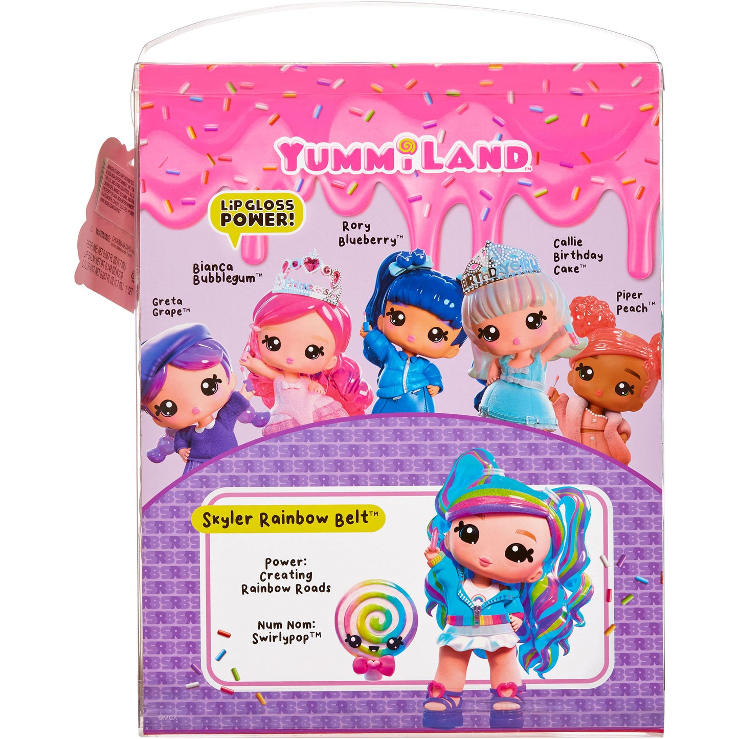 Yummiland Large Doll + Lip Gloss Pet - Skyler Rainbow Belt, Puppe