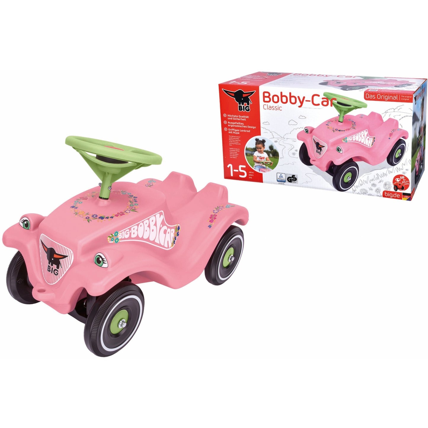 BIG Bobby-Car-Classic Flower (rosa/hellgrün)
