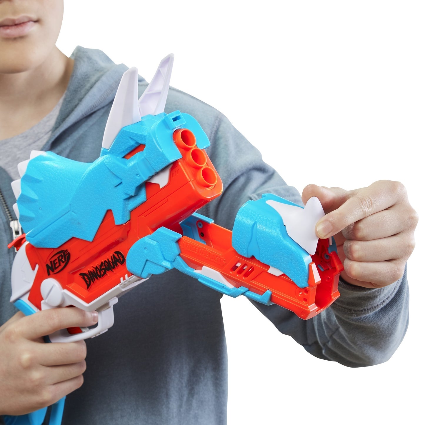 Hasbro Nerf DinoSquad Tricera-Blast, Nerf Gun (hellblau/orange)