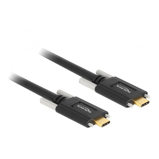DeLOCK USB 3.2 Gen 2 Kabel, USB-C Stecker > USB-C Stecker (schwarz, 1 Meter, Stecker mit Schrauben)