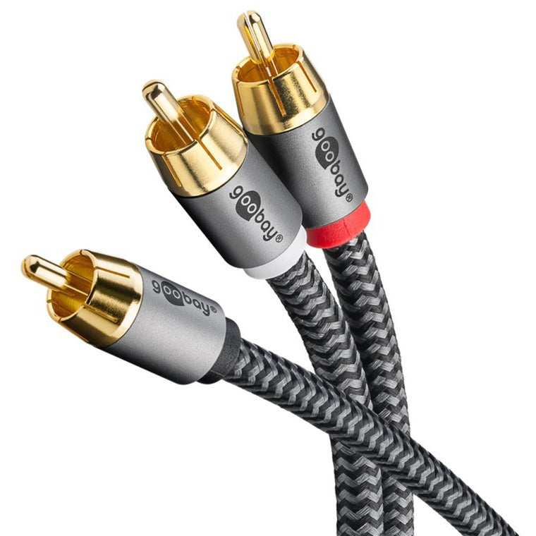 Goobay Plus Cinch Y-Kabel (schwarz/silber, 2 Meter)