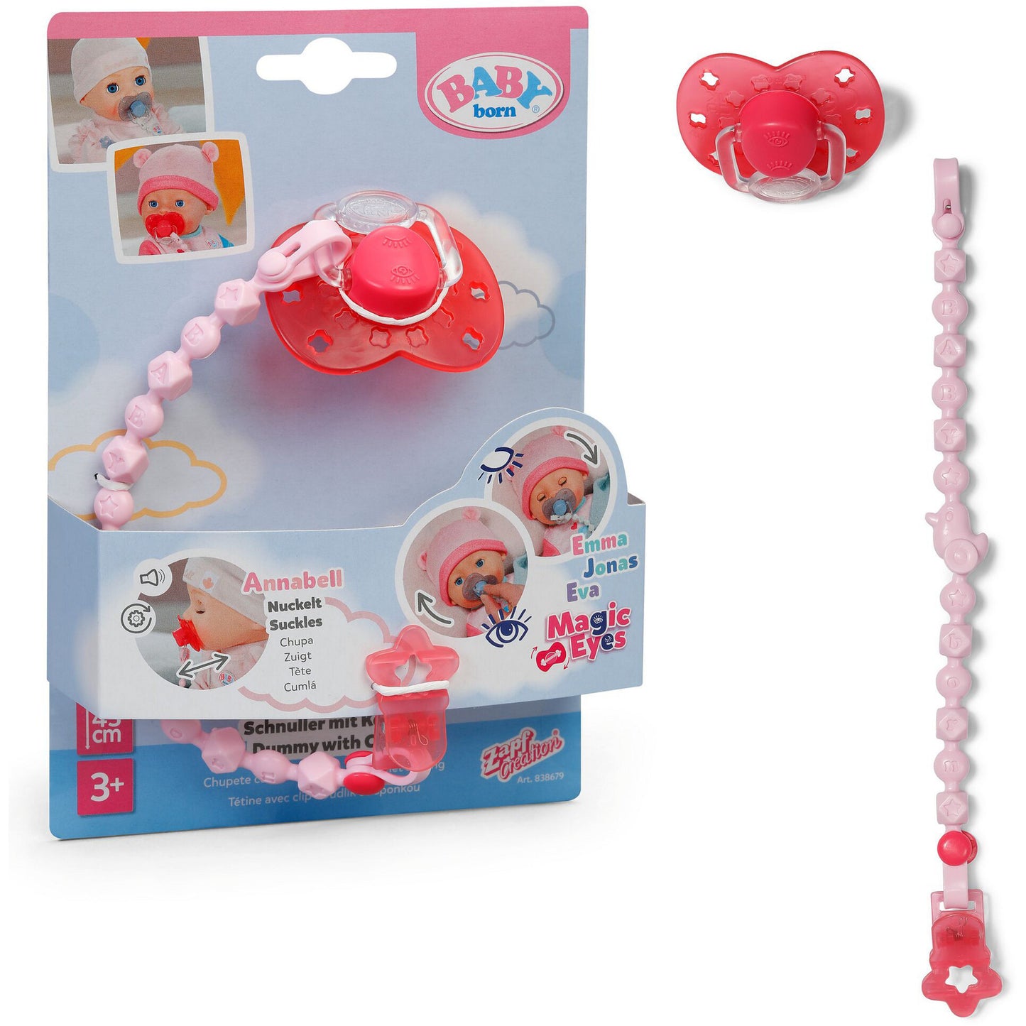 BABY born Magischer Schnuller mit Clip, Puppenzubehör
