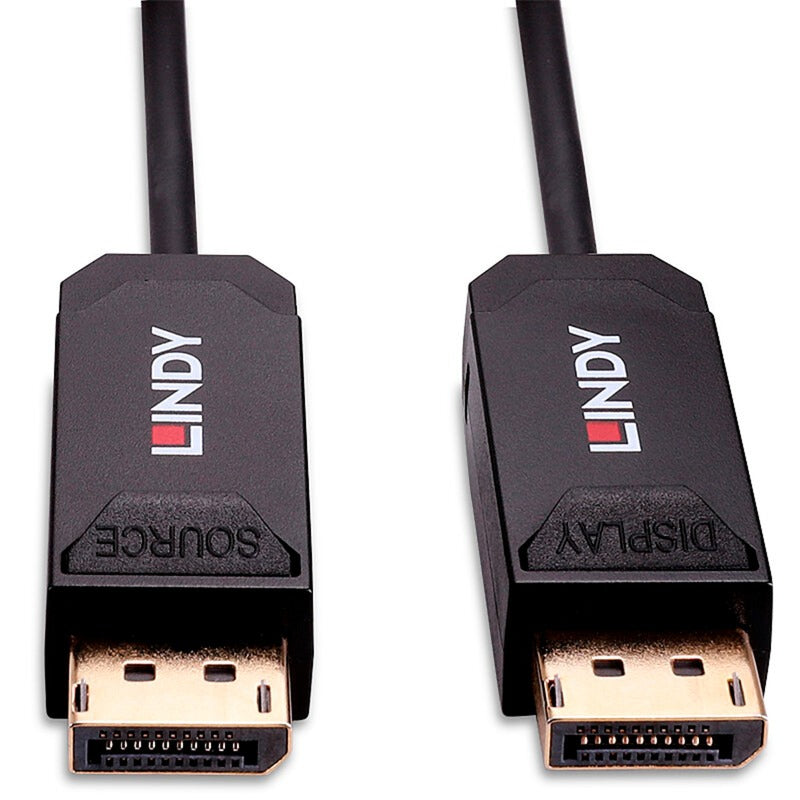 Lindy Fibre Optic Hybrid DisplayPort 2.0 UHBR10 Kabel (schwarz, 10 Meter, AOC-Kabel, 8K 60Hz)