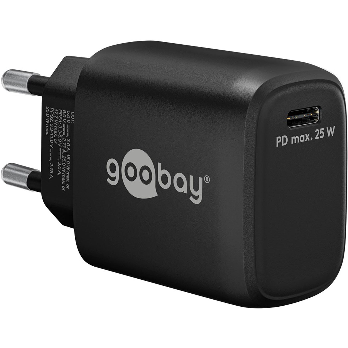 Goobay USB-C PD GaN Schnellladegerät 25 Watt (schwarz, Power Delivery 3.0)