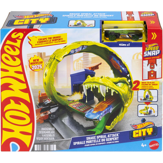 Schlangen-Spiralattacke Spielset mit Die-Cast-Spielzeugauto, Rennbahn