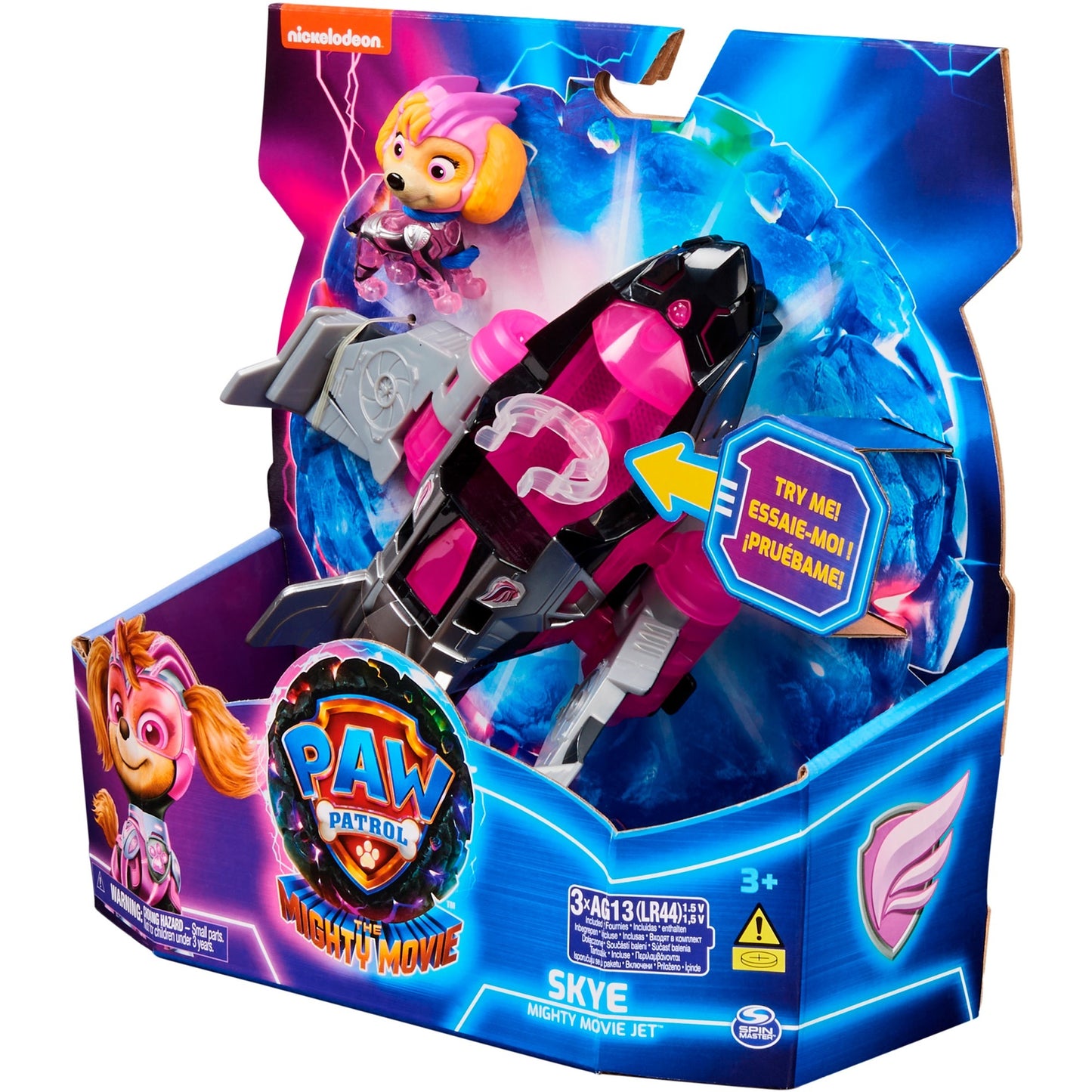 Spin Master Paw Patrol Mighty Kinofilm - Basis Fahrzeug von Skye mit Welpenfigur, Spielfahrzeug