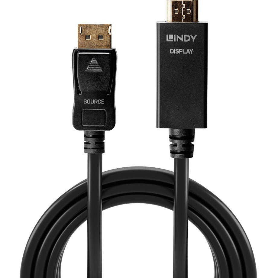 Lindy Adapterkabel DisplayPort > HDMI 10,2 Gbit/s (schwarz, 2 Meter)