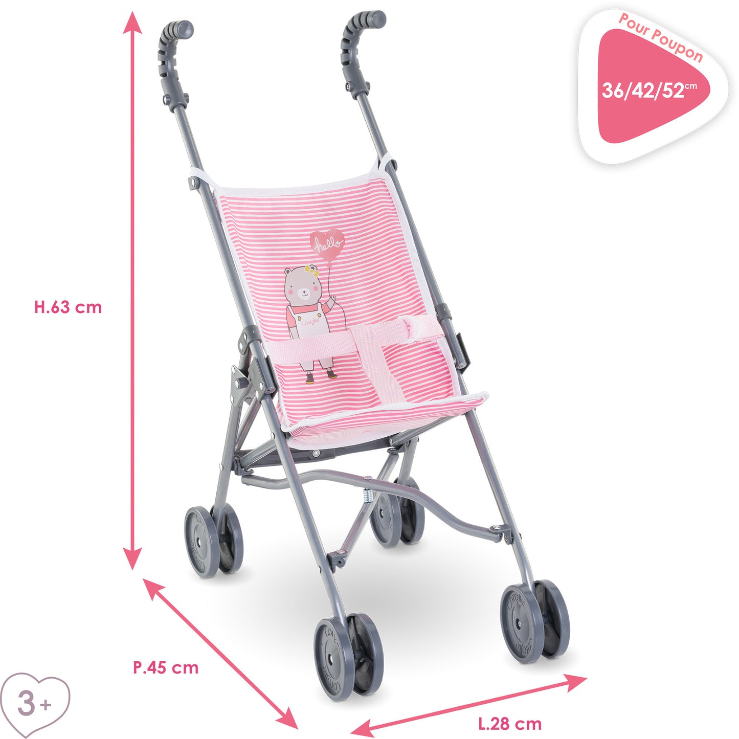Mon Grand Poupon 36-42 cm Puppenwagen pink
