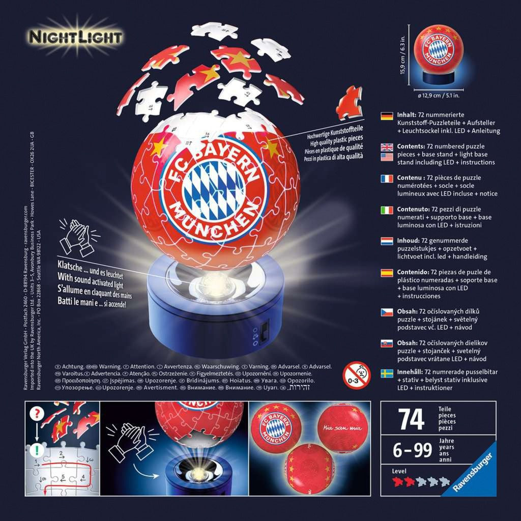 Ravensburger 3D Puzzle-Ball Nachtlicht: FC Bayern München