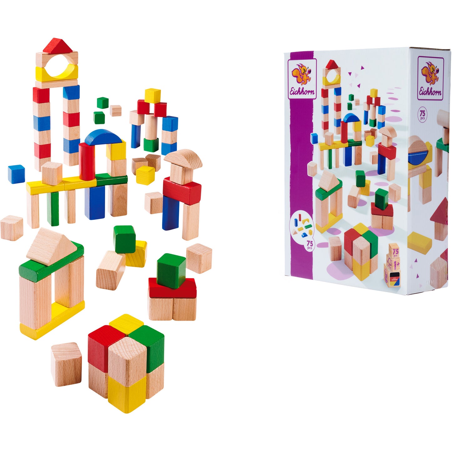 Holzbausteine Bunt/Natur, Konstruktionsspielzeug