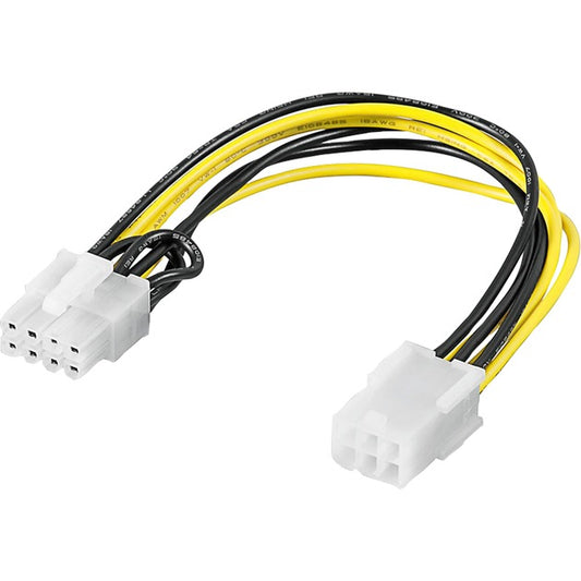 Goobay Internes Stromkabel PCIe 6-Pin auf 8-Pin (schwarz/gelb, 19,5 cm)