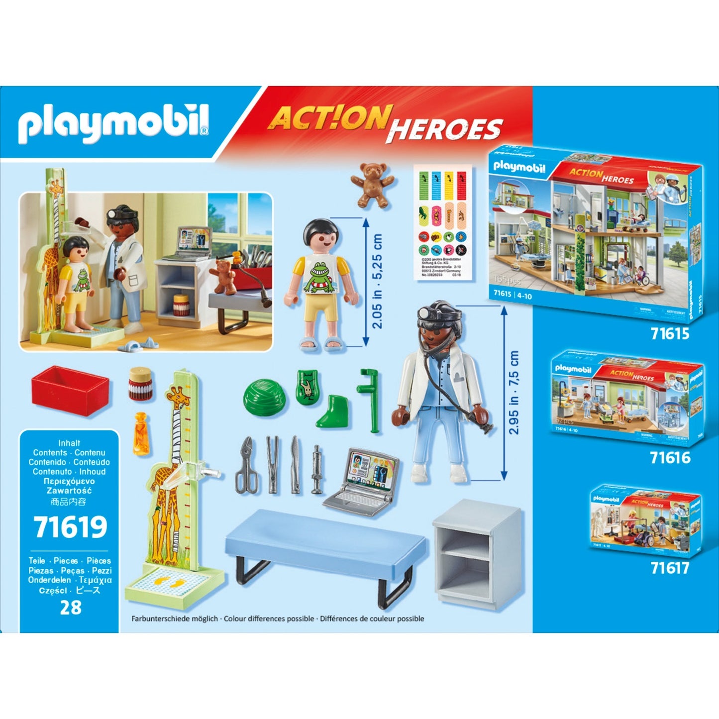 PLAYMOBIL 71619 Action Heroes Kinderarzt mit Teddybär , Konstruktionsspielzeug