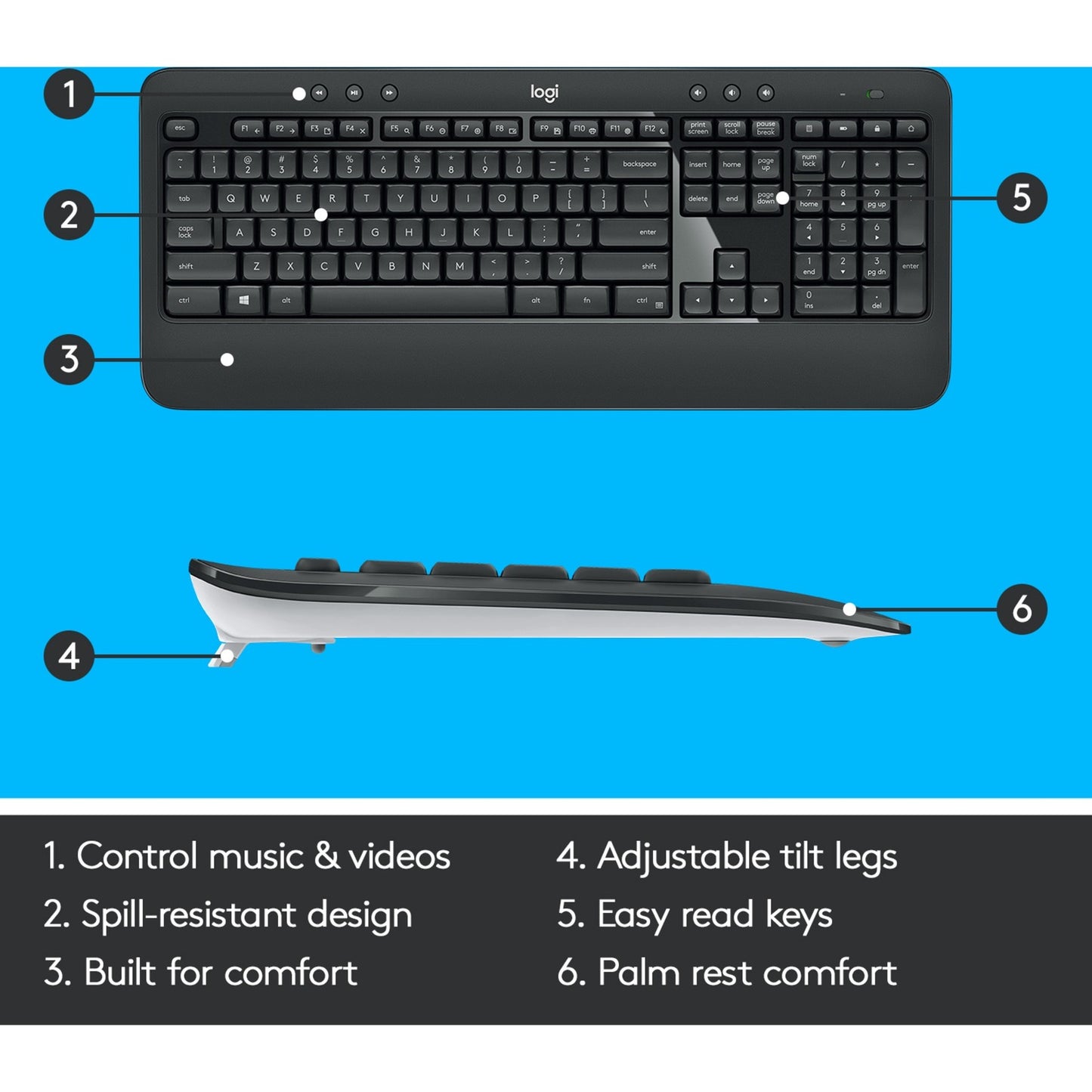 Logitech MK540 Advanced (DE-Layout, 2,4-GHz-Unifying, für Windows, kompatibel mit PC/Notebook)