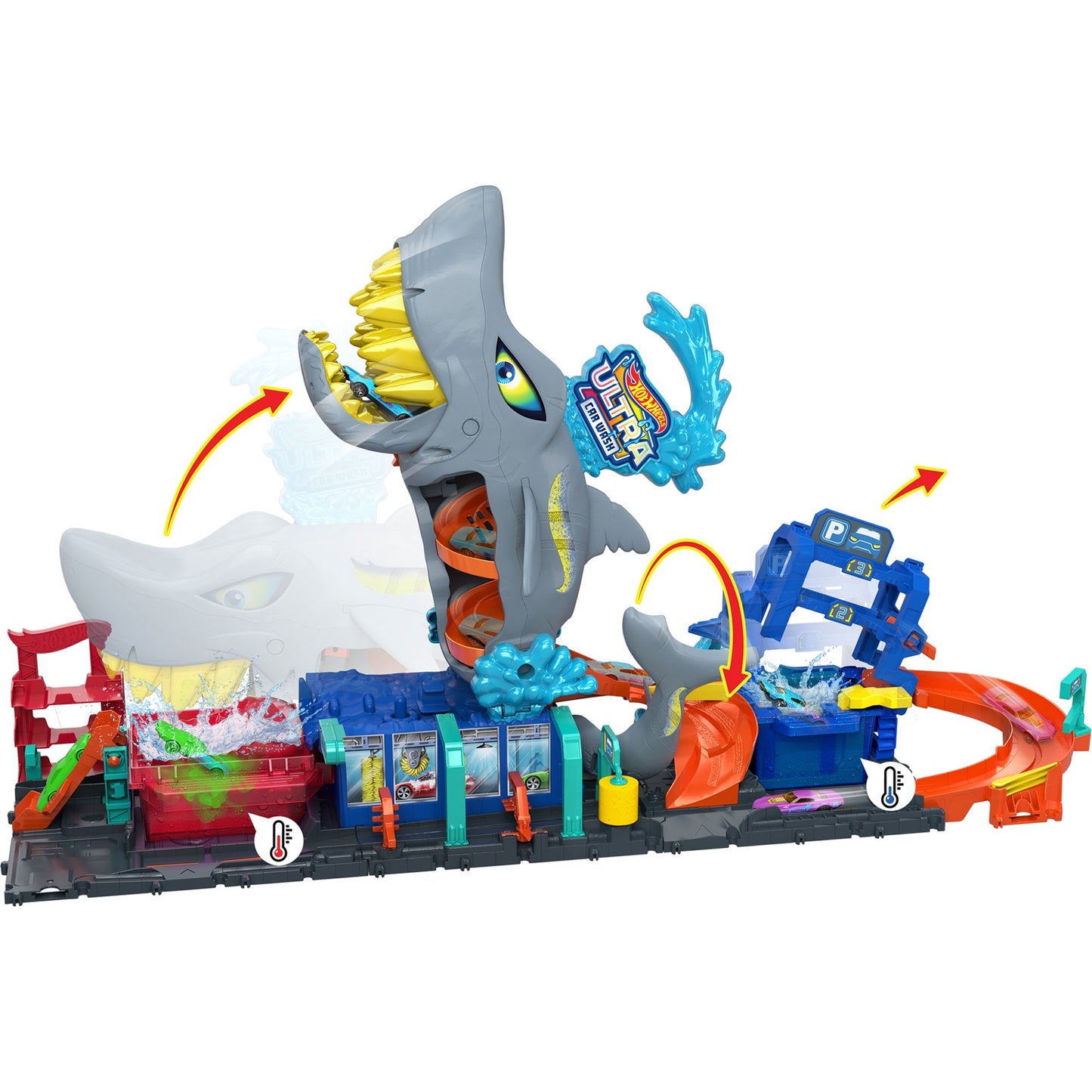 Hot Wheels Hot Wheels City Ultimative Hai Auto-Waschanlage, Spielgebäude