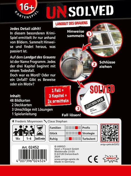 Unsolved - Landgut des Grauens, Rätselspiel